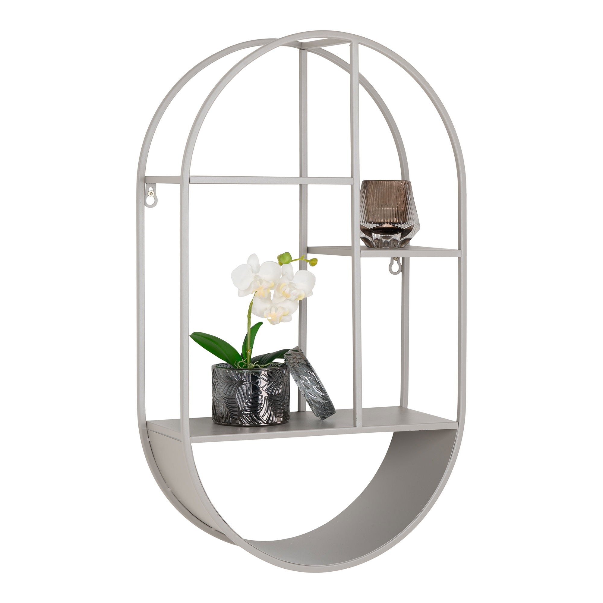 Feira – Wandregal, oval, Stahl, grau, 35 × 15 × 60 cm